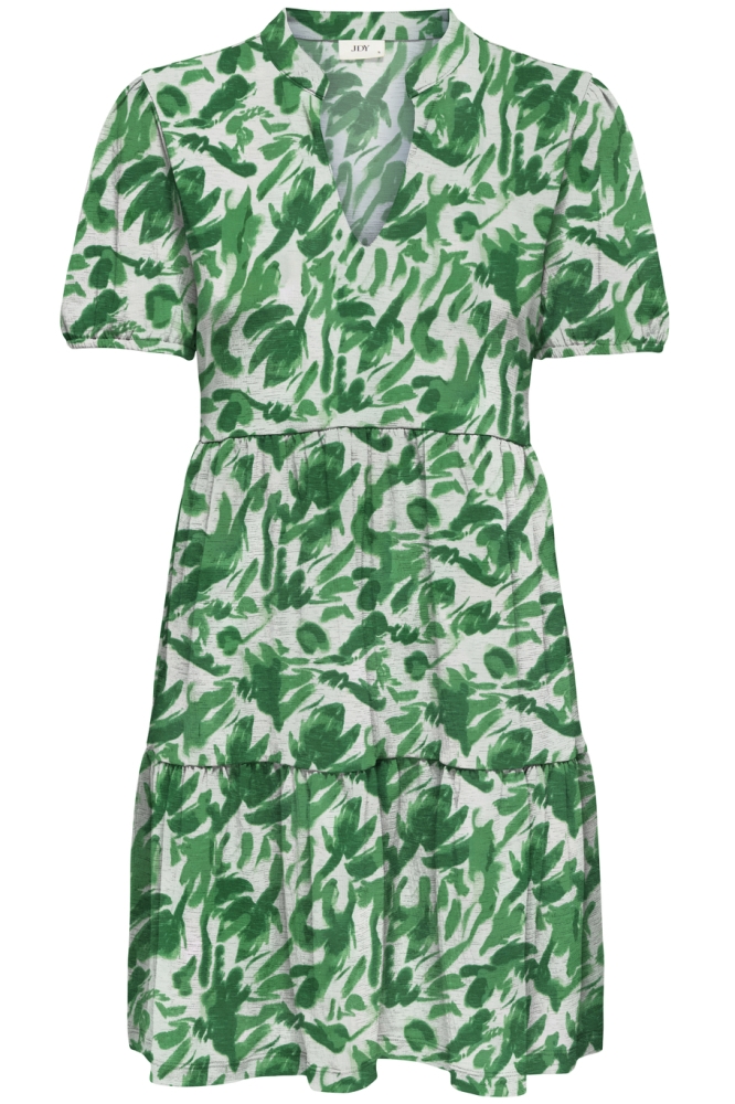 JDYZOEY S/S V NECK DRESS JRS ATK 15322336 CLOUD DANCER/ MEDIUM GREEN